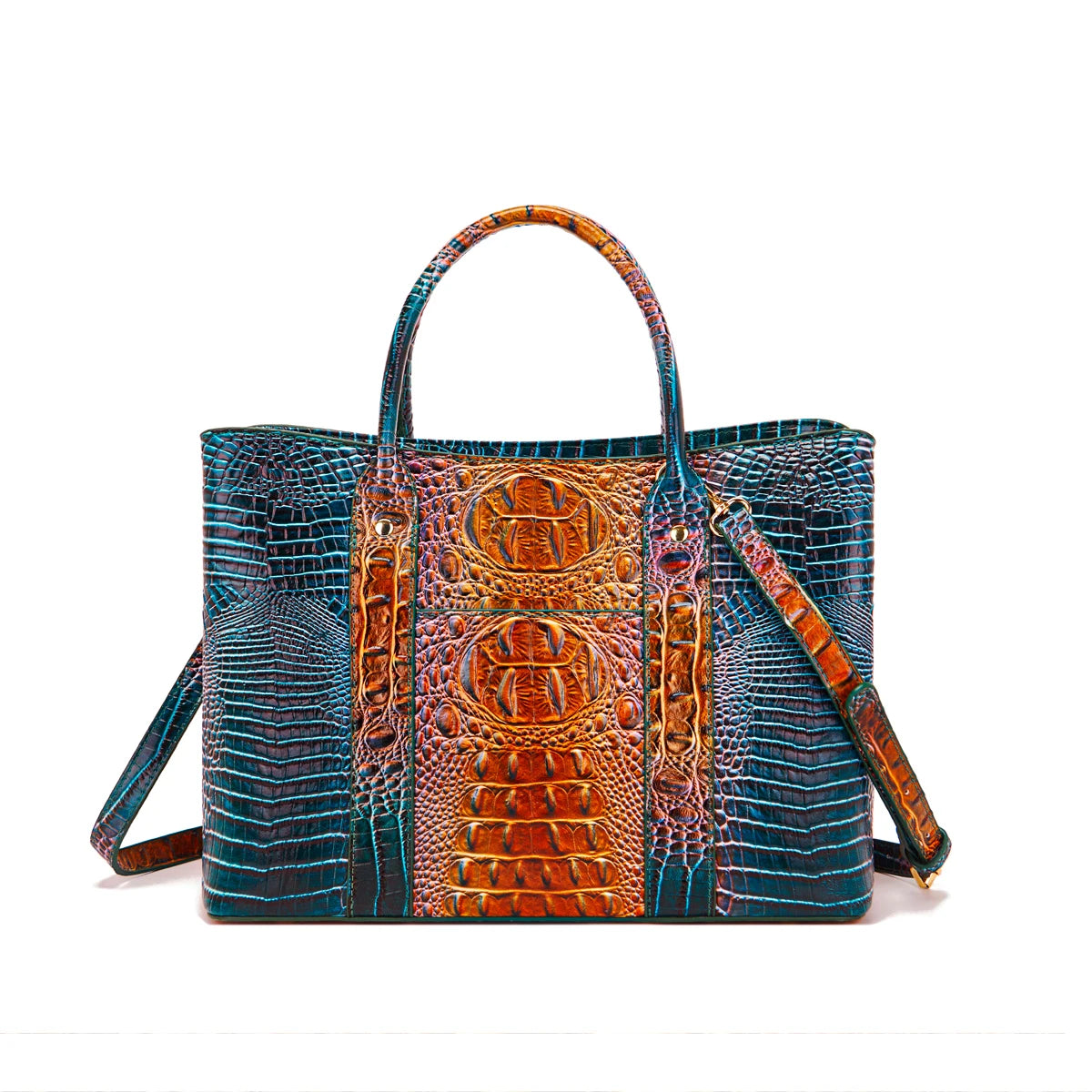 Fashionable and colorful gradient crocodile pattern crossbody bag, personalized color matching
