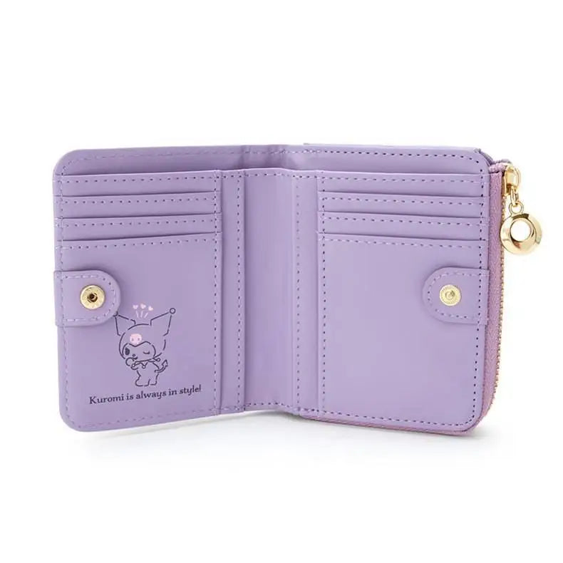 Fashion Sanrio Women Coin Purse Cute Cartoon My Melody Kuromi Cinnamoroll PU Leather Short Wallet Casual Zipper Card Holder