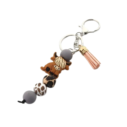 Hemasa  New Cartoon Silicone Cowboy Bead Pendant Keyring for women