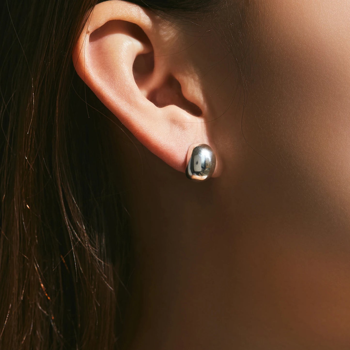 MODIAN 925 Sterling Silver Trendy Minimalist Oval Mirror Metal Design Stud Earrings For Women Vacation Daily Fine Jewelry