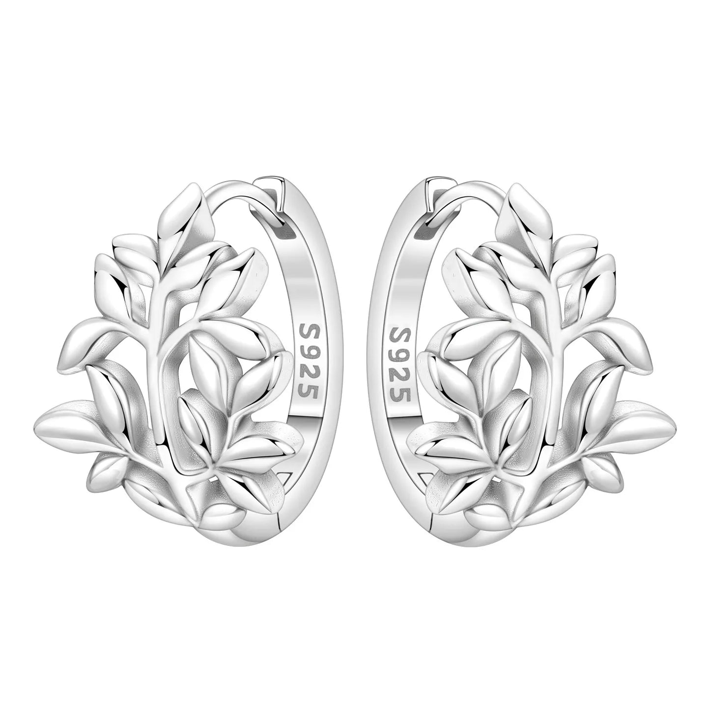 Hemasa 925 Sterling Silver Minimally Designed Leaves Earrings Women Hoop Earring Anniversary Jewelry Trendy Gifts