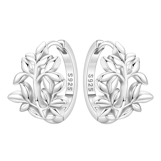 Hemasa 925 Sterling Silver Minimally Designed Leaves Earrings Women Hoop Earring Anniversary Jewelry Trendy Gifts