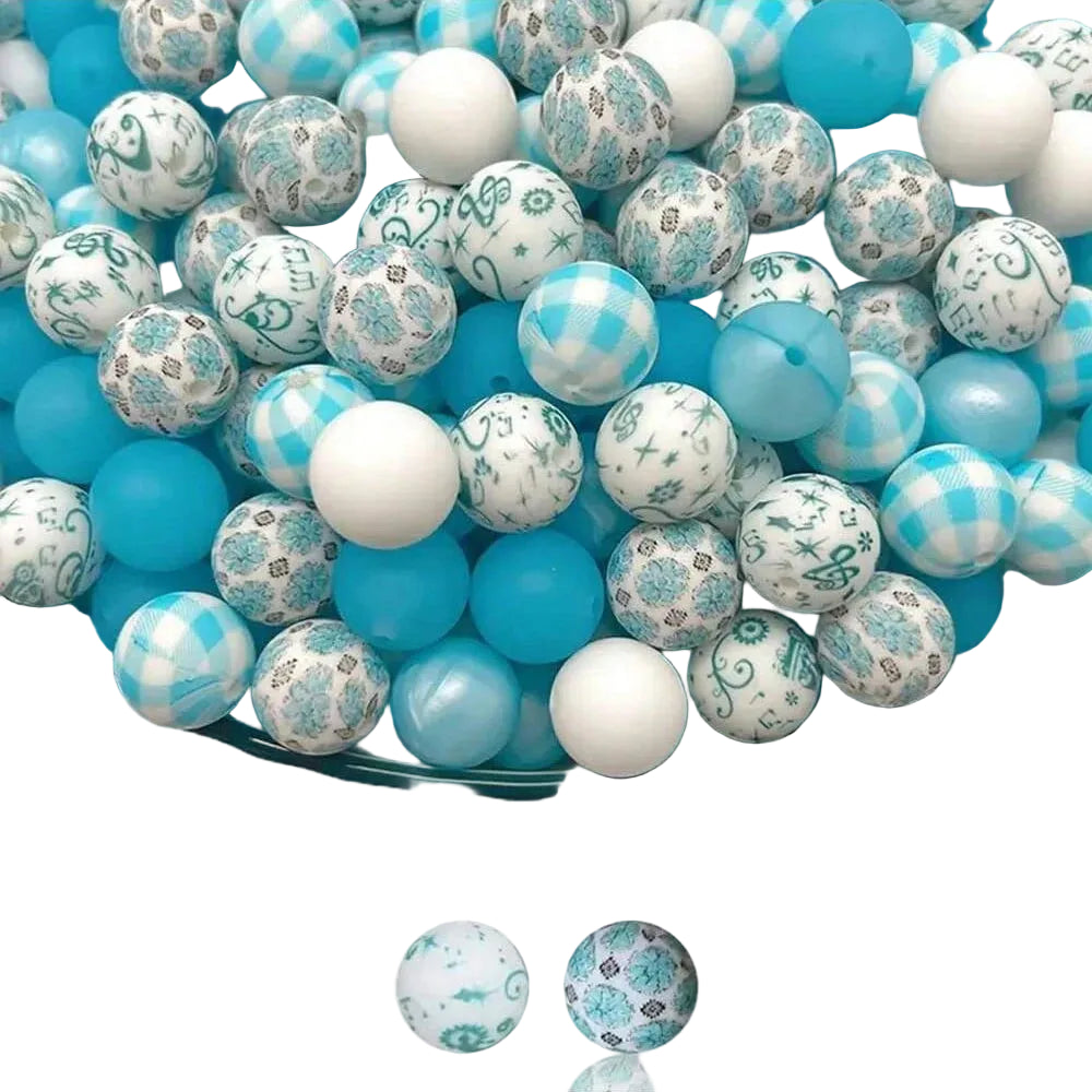 Hemasa 50PCS colorful silicone bead combination, suitable for DIY jewelry, bracelets, necklaces, keychains, bead pens and othes