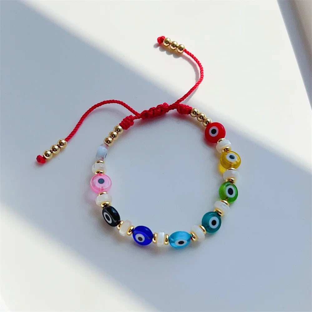 Go2Boho Lucky Turkish Eye Beaded Bracelets Y2K Accessories Handmade Jewelry for Women, Perfect Friend's Gift