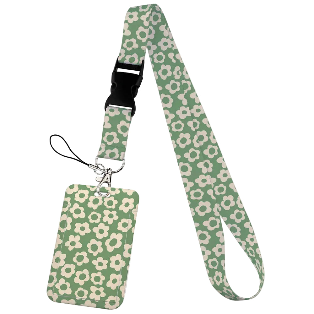 Tejesa  Flower design Lanyard Business Credit Card Holder/ Neck Strap Keychain Hang Rope ID Badge Holder