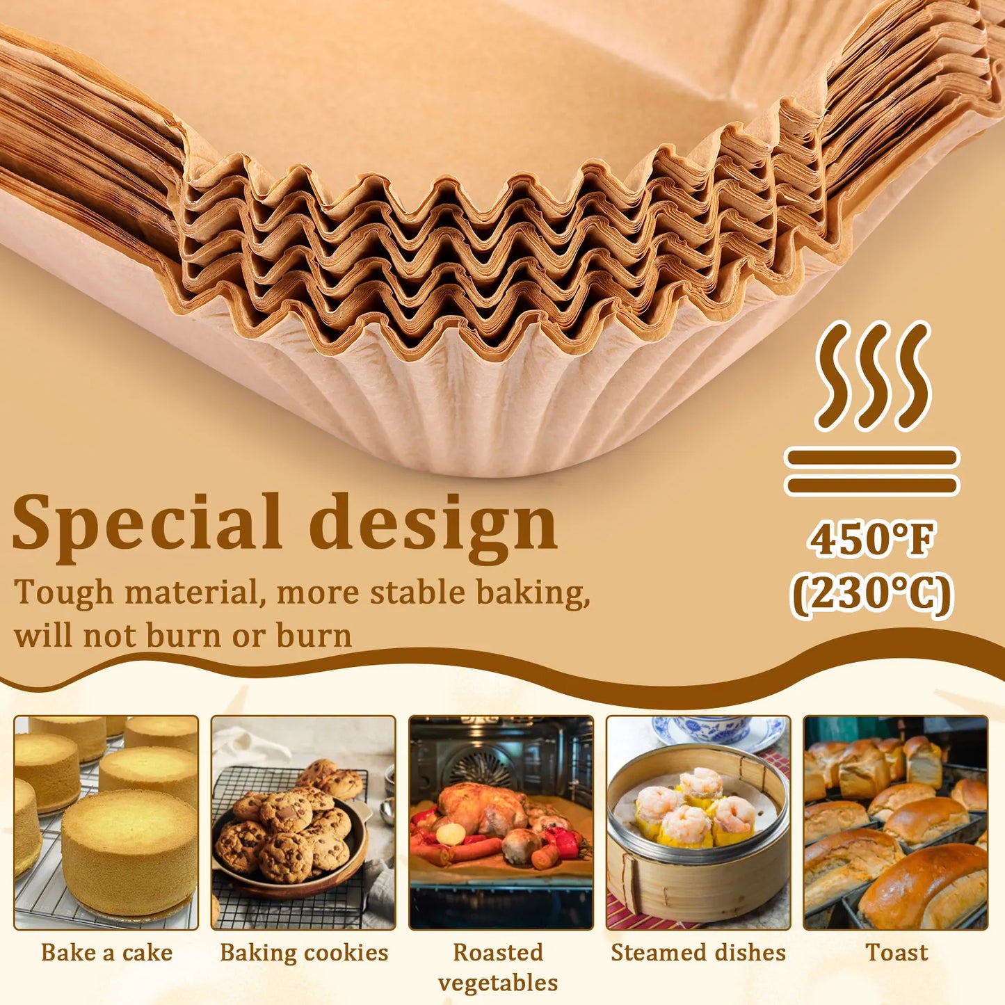Tejesa 200/100Pcs Air Fryer Baking Paper Non-Stick Square Parchment Paper Liners Oilproof Oven BBQ Pad Baking Paper Liner Accessories