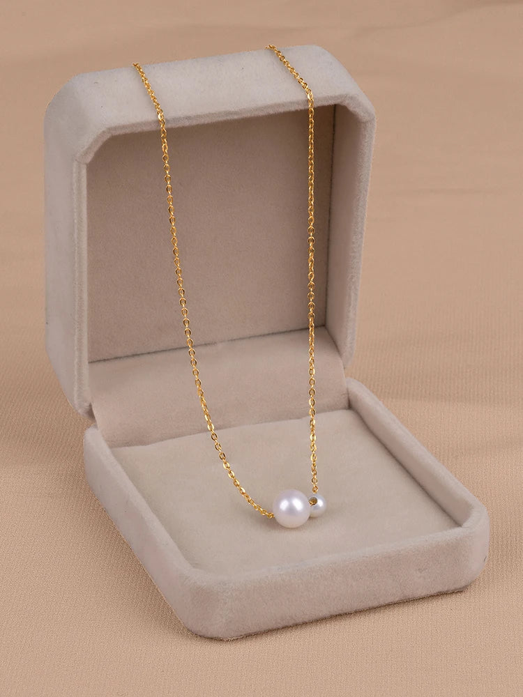 Hemasa 4-8mm round  freshwater Pearl 925sliver golden plated necklace for Women Girl's choker jewelry
