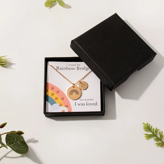 New Design Dog Paw Print Dainty Cat Stainless Steel Necklace Rainbow Bridge Poem Charm Pendant For Women Girls Jewelry Gift