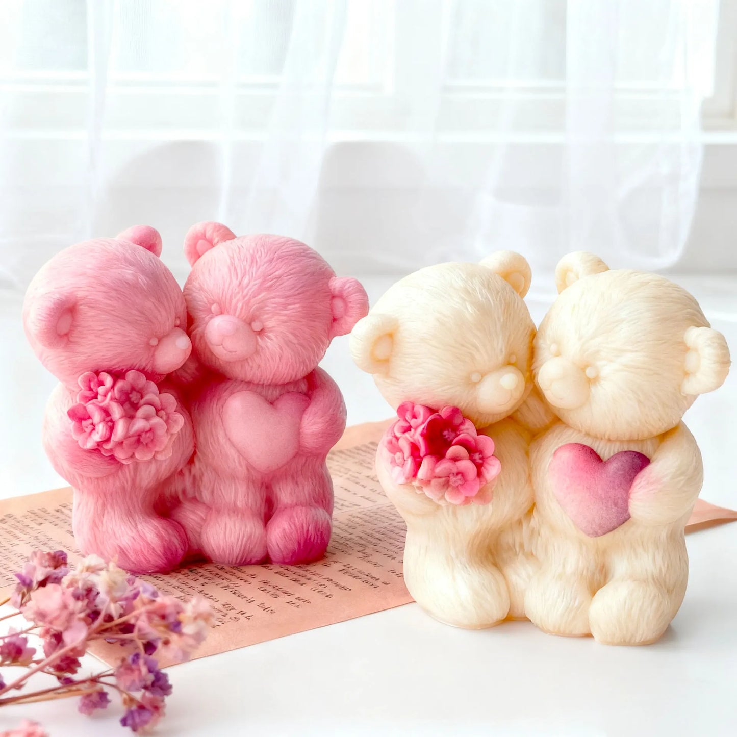 Hemasa Couple Bears Silicone Candle Mold/ Valentine's Day Handmade Gifts Aroma Gypsum Molds /Home Decoration Crafts Making