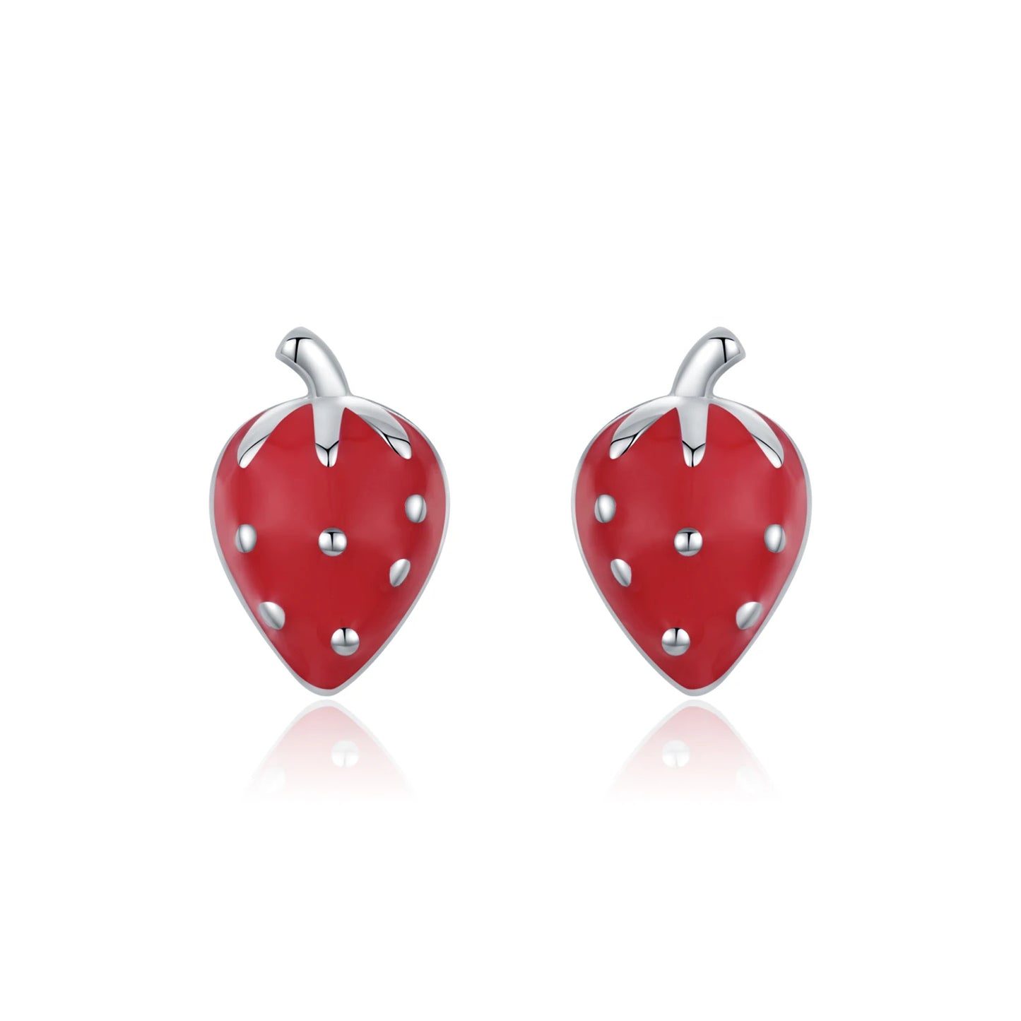 MODIAN 925 Sterling Silver Cute Sweet Small Strawberry Stud Earrings For Women Girls Party Fine Jewelry Accessories