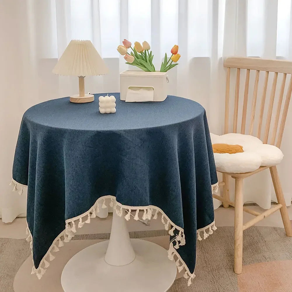 Tassel Tablecloth Kitchen Table Runner Camping Mat Tea Table Cover Wedding Dining Room Decoration 14 Colors