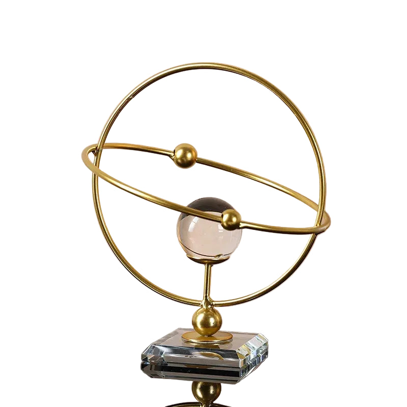 Hemasa Geometric Metal Figurines/ Crystal Ball Model Decorative Crafts/Living Room Desktop Ornaments/ Home Decorati