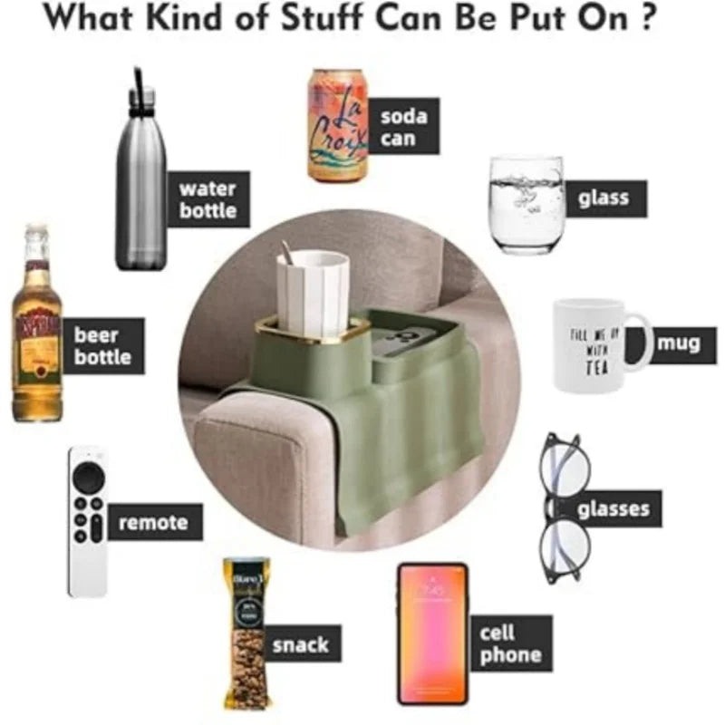 Sofa cup holder tray, silicone non-slip sofa drink holder, strong weight mobile phone/remote control/snack sofa cup holder