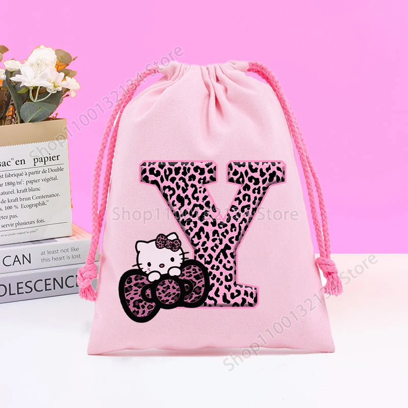 Sanrio Hello Kitty Drawstring Bagfor  Kids /Anime Letter Printed Bags Cookies Candy Storage Bag Wedding Jewelry Gift Bag
