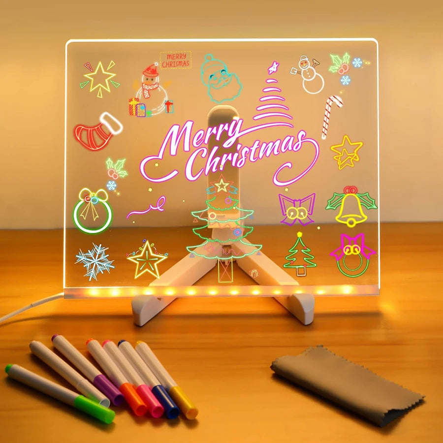 LED Note Board with Colors, Light-Up Acrylic Message Board, Acrylic Dry-Erase Board with Light, Light-Up Drawing Board for Home