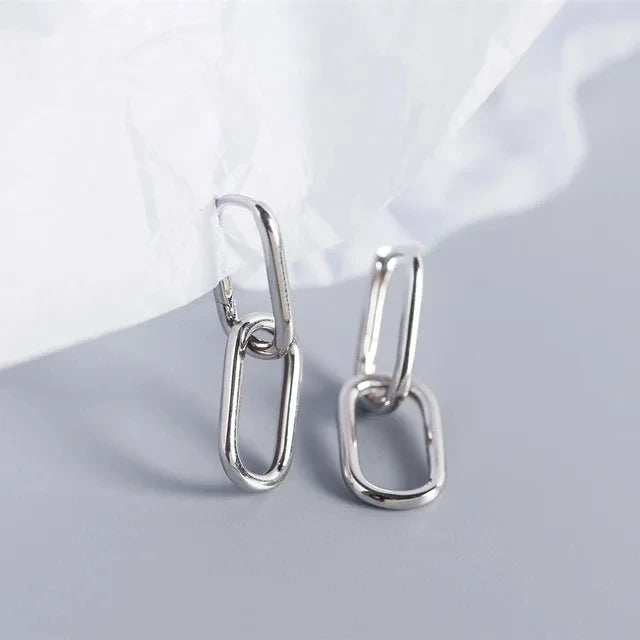 New 925 Sterling Silver Geometric Oval Hoop Earrings for Women Simple Metal Style Detachable Earrings for Women Jewelry Gifts