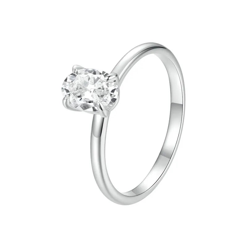 BAMOER Solitaire Moissanite Engagement Ring, 1CT D Color 925 Sterling Silver with 18K White Gold Plated Ring Gift for Women