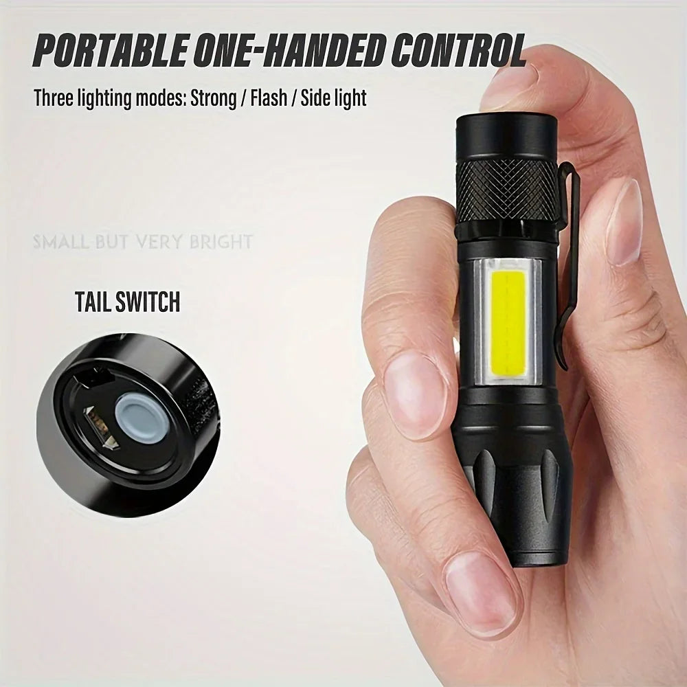 Hemasa LED Powerful Flashlight Rechargeable Multi Functional for Long Range Portable Outdoor Home Mini Flashlight with Cap Clip