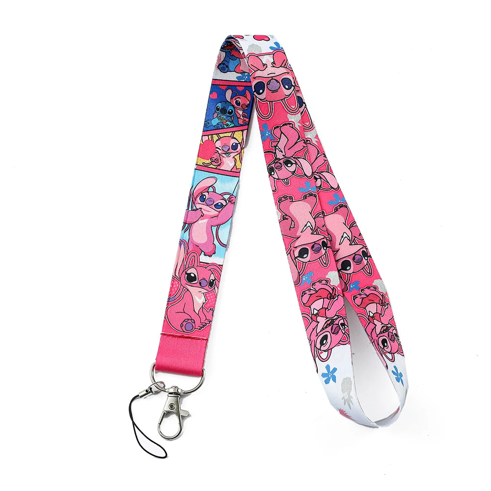 Stitch Disney Phone Lanyard Anime Lilo&Stitch Cartoon Printed Ribbon Card Cover Hanging Neck Long Rope Kawaii Gifts