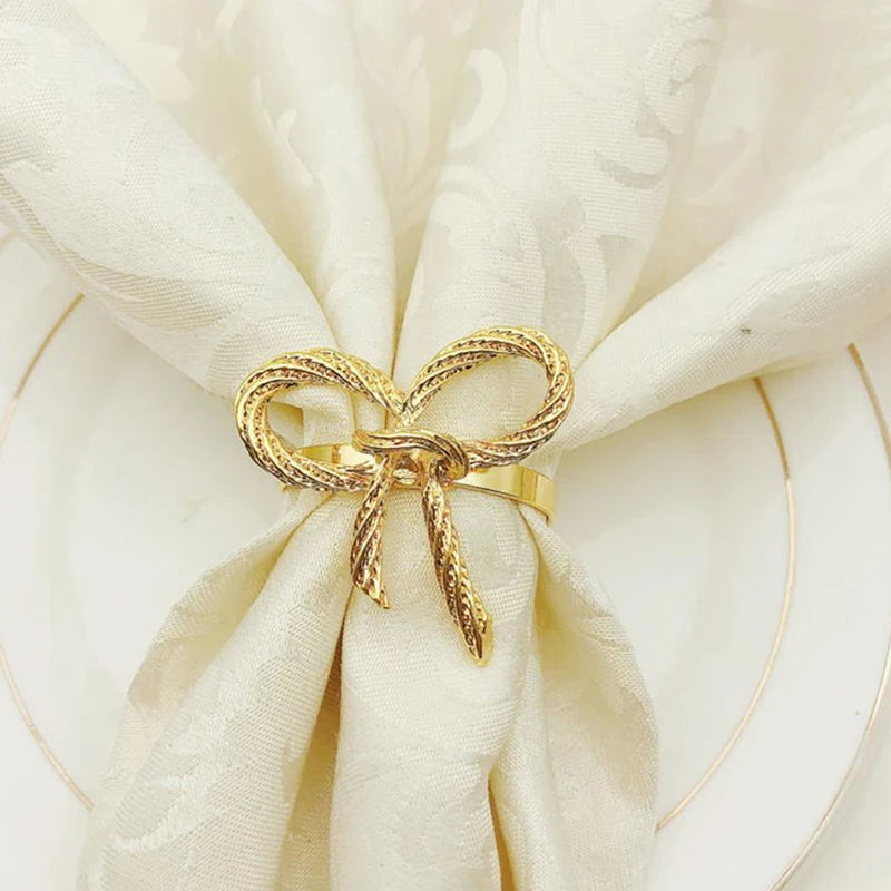 Hemasa  4 Bow Napkin Rings  for Dinner Parties/ Wedding Receptions/Home