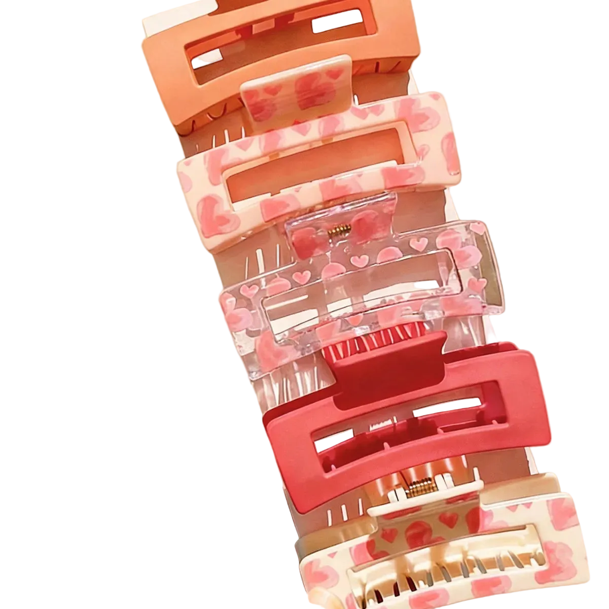 Tejesa Fashionable Square Printed Hair Clips Women's Back of Head Shark Clamp Combination Sweet Fresh Style Resin Hair Accessories