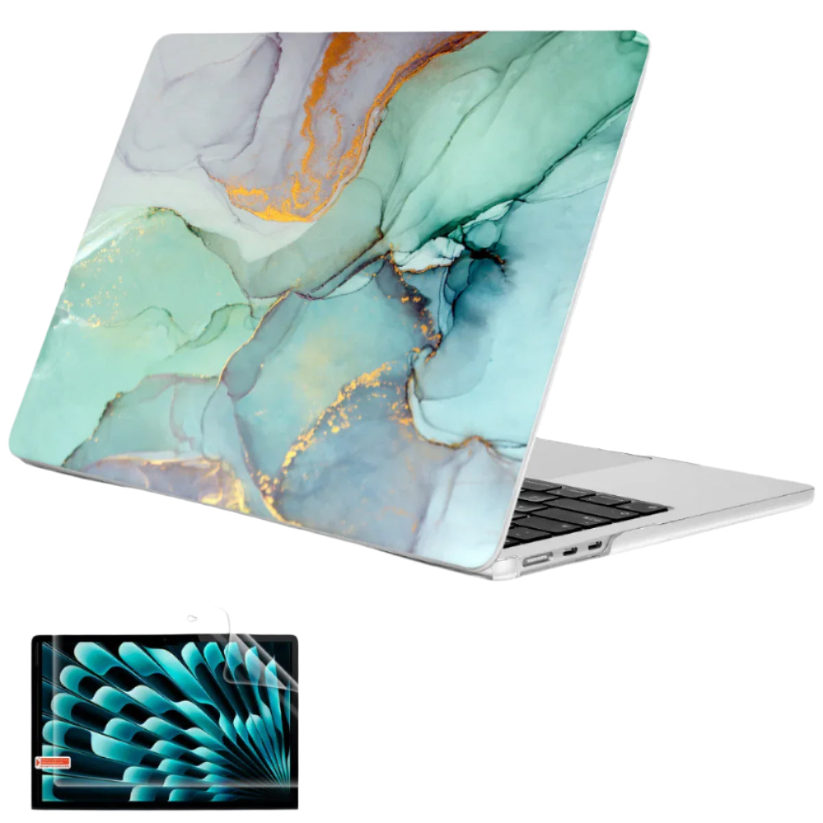 Hemasa Marble Plastic Laptop Case for MacBook M4 Air 13 inch A2337 A2179 A1932 Hard Shell Cover for Mac Pro 13 15 16 2022 A2338 A2251
