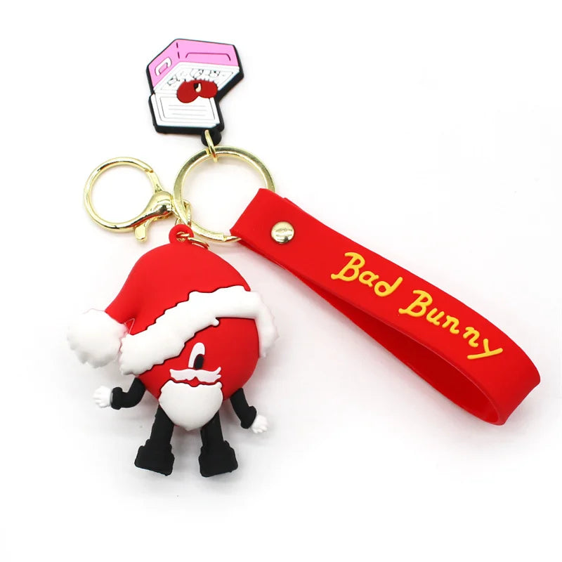 Cartoon Singer Karol G Keychain Heart Bad Rabbit Silicone Pendant Keyring Car Backpack Key Holder Kawaii Jewelry Gifts