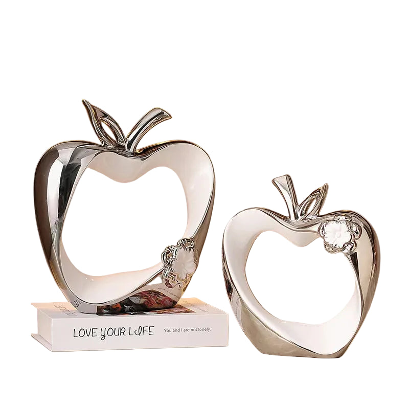 Tejesa Golden Hollow Apple Miniatures Sculptures Ceramic Handicrafts Figurines Decoration Crafts Office home Decoration Accessories