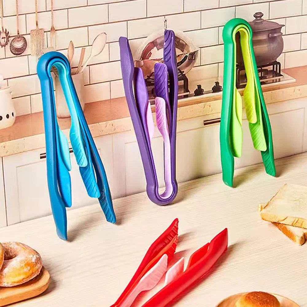 Hemasa 3Pcs/Set   Pastic Food Tong /Vegetable Salad Clip Bread Dessert Clamp