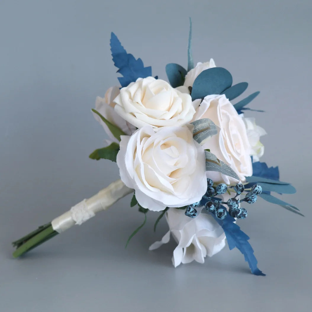 Tejesa Terracotta Bride Bridesmaid Bouquets 7 inch Artificial Rose Flower Tossing Bouquet for Fall Wedding Ceremony Decor