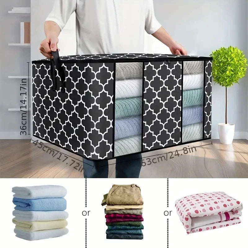 1pc Visible Window Wardrobe Storage Bag, Moisture-proof Cotton Quilt Storage And Finishing Bag, Clothing Moving Bag