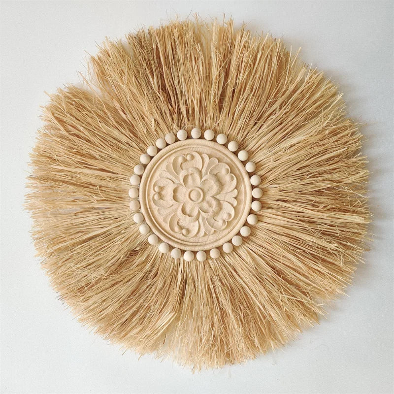 INS Nordic Home Decoration Senyan Raffia Straw Braided Ring Creative Pendant Children's Clothing Store Decora Photography Props