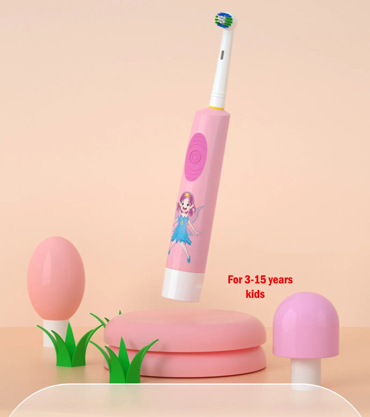 Child Electric Toothbrush Colorful Cartoon Rounded Vibrate Heads Soft Bristle Teeth Brush Gum Care Battery Power 3-15 Years Old