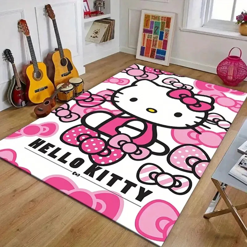 MINISO Sanrio Hello Kitty Cartoon Rug Children Bedroom Room Carpet Home Carpet Full Coffee Table Bedside Living Room Carpet