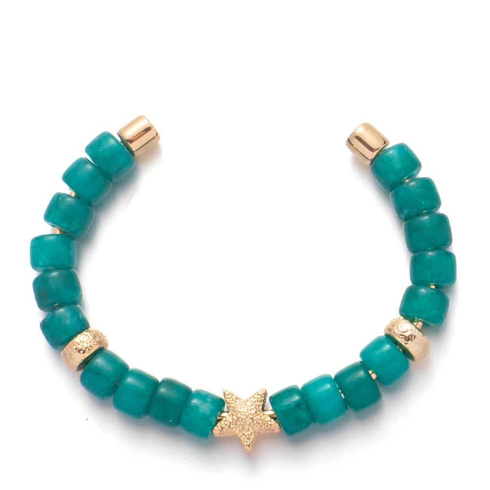 Tejesa Colorful  Natural Stone Cuff Bangle Bracelets For Women