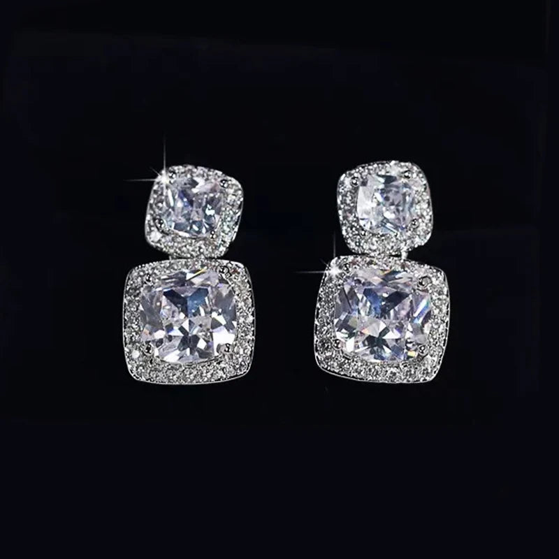 Tejesa Huitan Daily Wear Dangle Earrings with Crystal CZ for Women Fashionable Ear Hanging Accessory High-quality Silver Color Jewelry