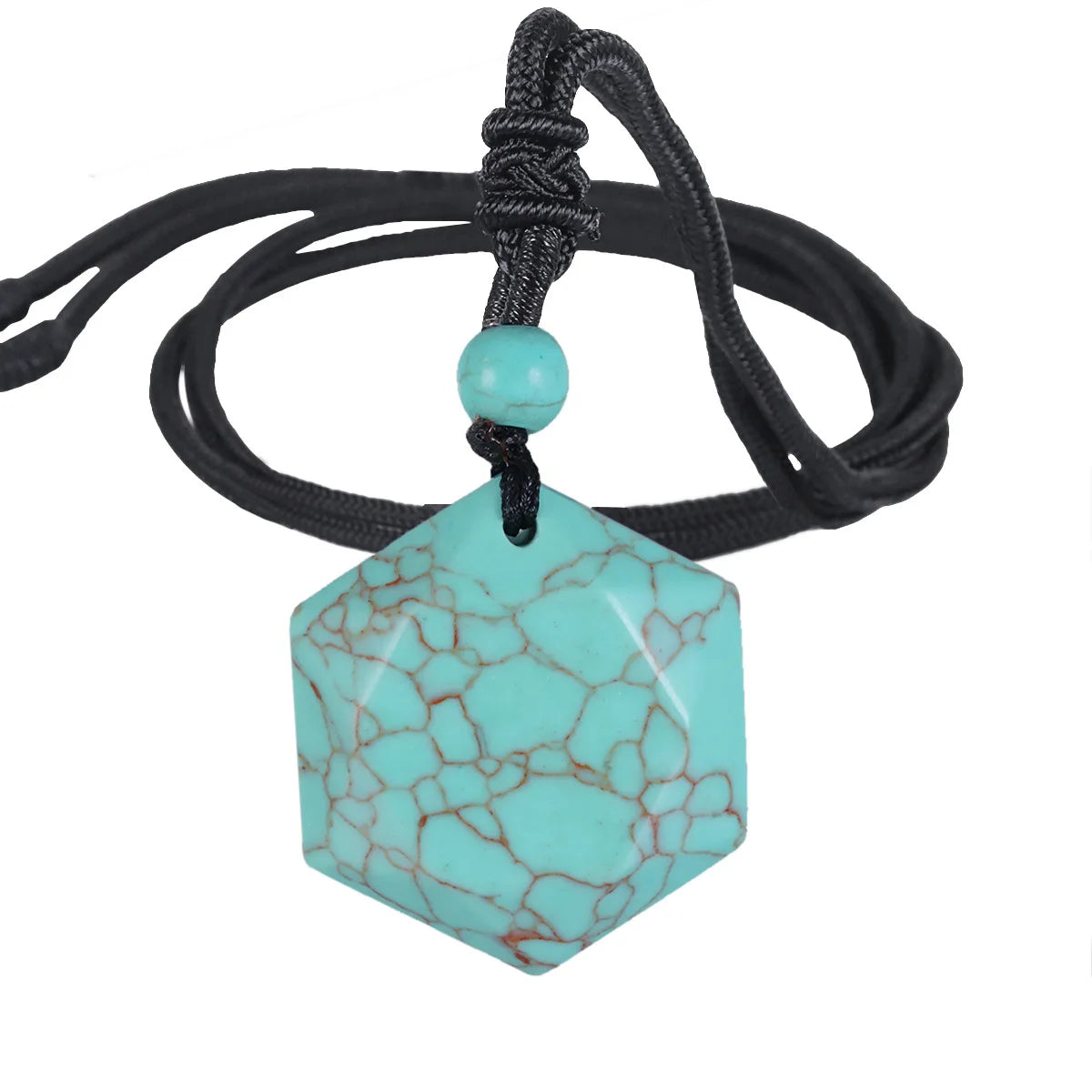 Hemasa Obsidian Hexagram Charm Rope Chain Necklace for Women