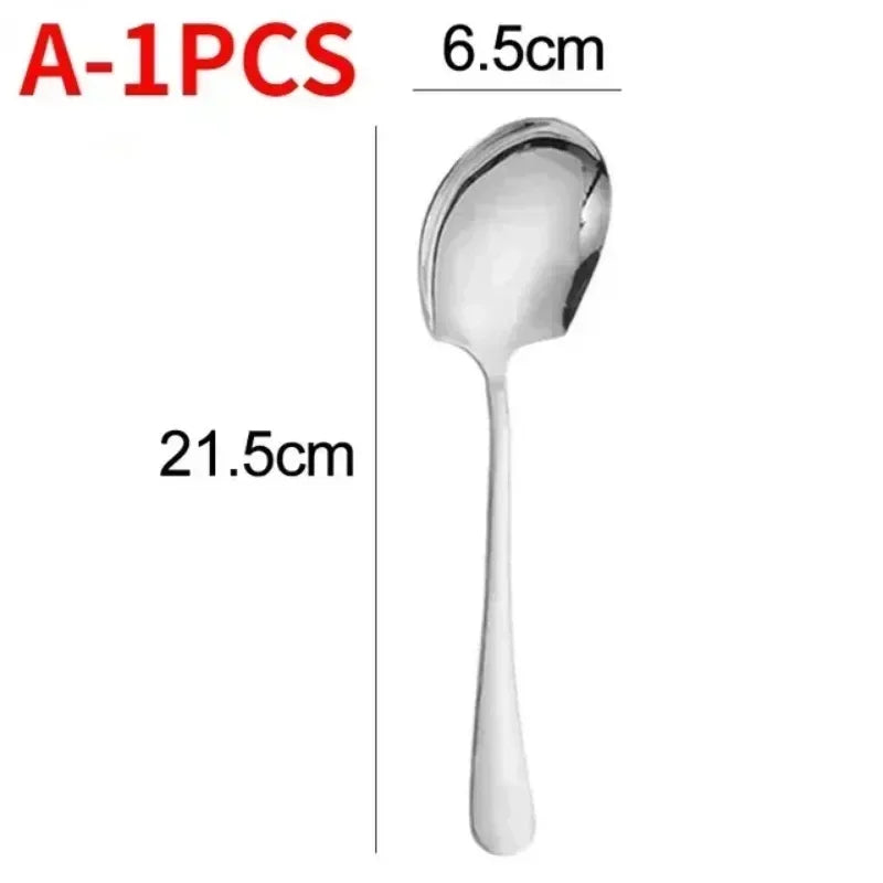 3/1Pcs Large Stainless Steel Spoon Long Handle Spoons Kitchen Cutlery Rice Dumpling Porridge Soup Scoops Restaurant Tableware