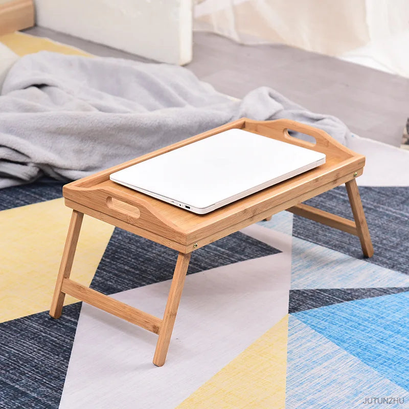 Hemasa Portable Natural Bamboo Bed Tray Breakfast Laptop Desk Reading  Gaming Desk Folding Table Useful Simple Kitchen Tool 50x30x25cm