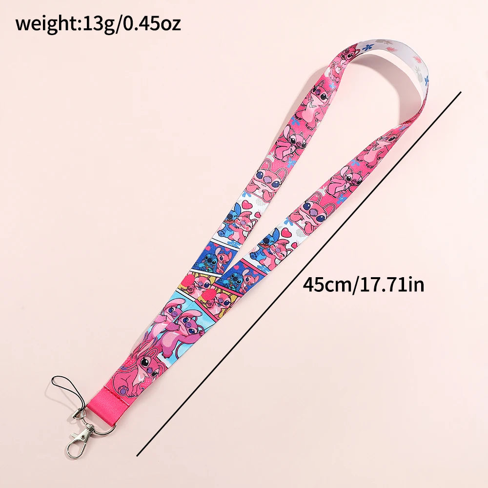 Stitch Disney Phone Lanyard Anime Lilo&Stitch Cartoon Printed Ribbon Card Cover Hanging Neck Long Rope Kawaii Gifts