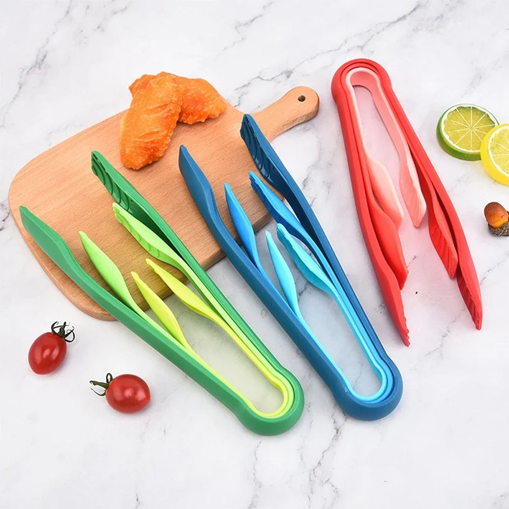 Hemasa 3Pcs/Set   Pastic Food Tong /Vegetable Salad Clip Bread Dessert Clamp