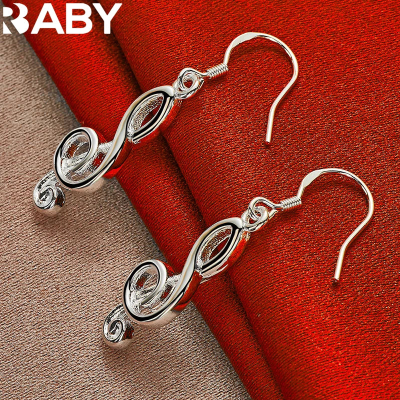 URBABY 925 Sterling Silver Musical Note Earrings For Woman Wedding Engagement Fashion Music Party Jewelry Christmas Gift