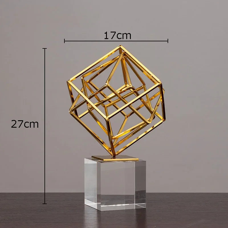 Creative Metal Geometric Ornaments Desk Decoration Ornaments Modern Decor Gold/silver Alloy Crafts Geometric Artwork Statue