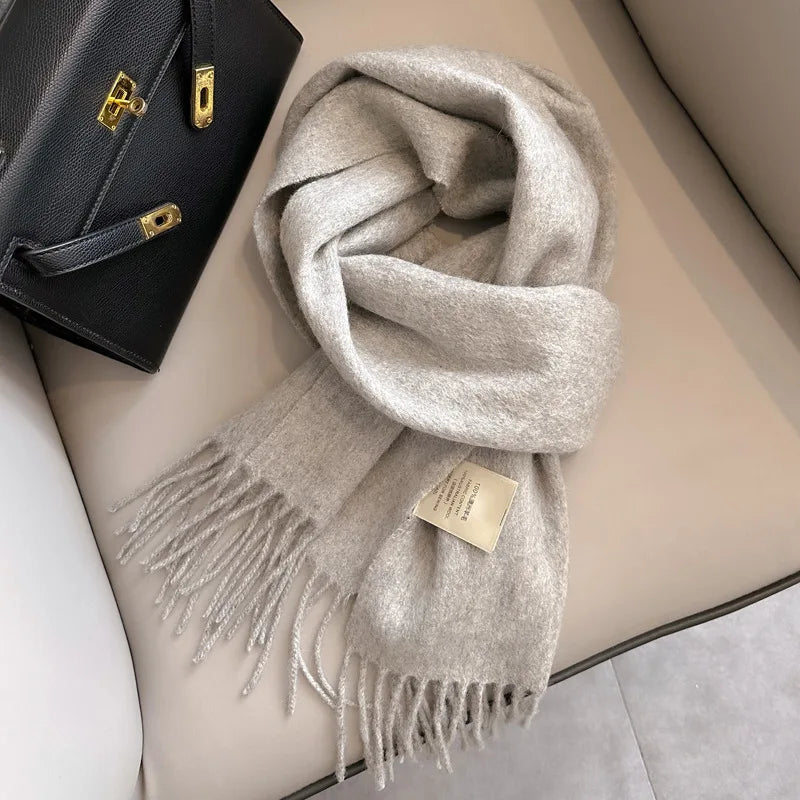 China Red Pure Wool Scarf Women's Autumn and Winter Warm Mother Scarf Light Luxury High-end Fringed Shawl