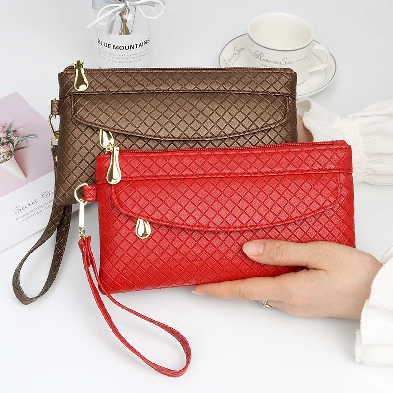 Women'S Clutch Bag Casual Mobile Phone Coin Purse Fashionable Pouch Trendy Female PULeather Wallet Purses Handbag Card Holder