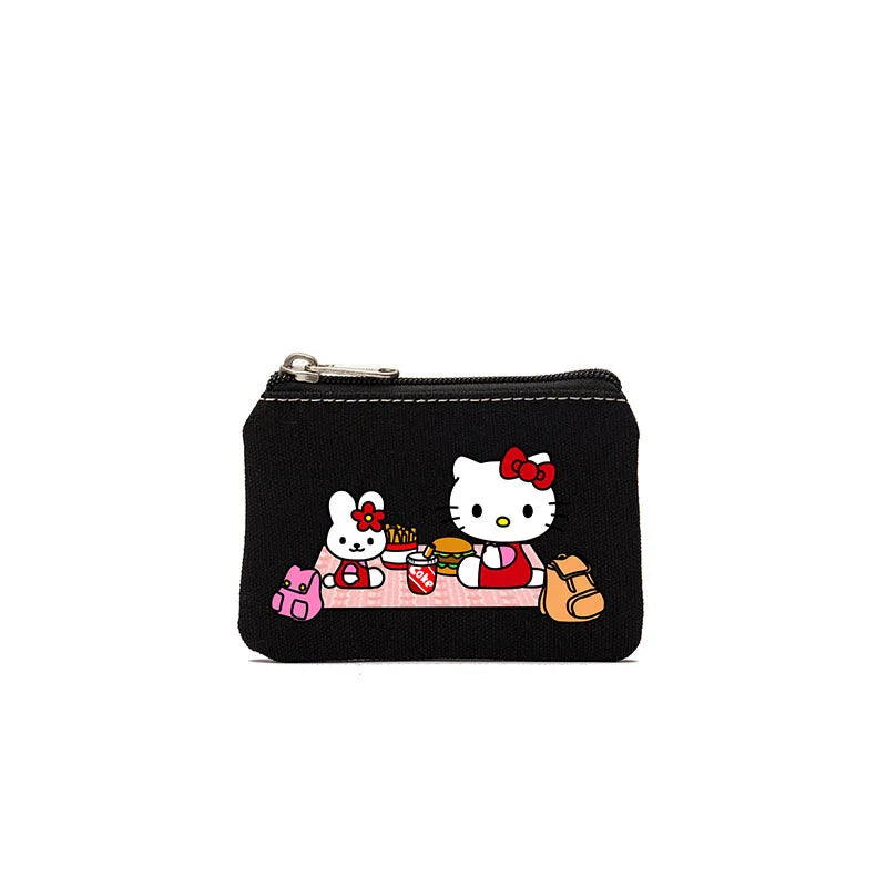 Cartoon Hellos Kittys Coin Purse Canvas Bag Card Bag Simple Fabric Coin Small Bag Cotton Storage Bags for Children's Gifts