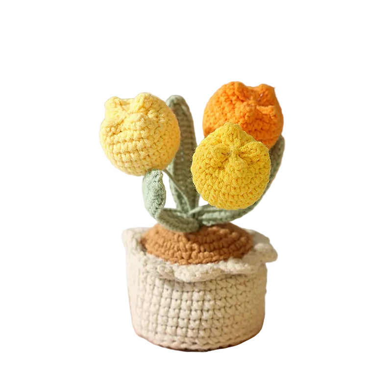 Hemasa Crochet  Colourful  Kintted  Potted  Sunflowers Table Decor Graduation Gift