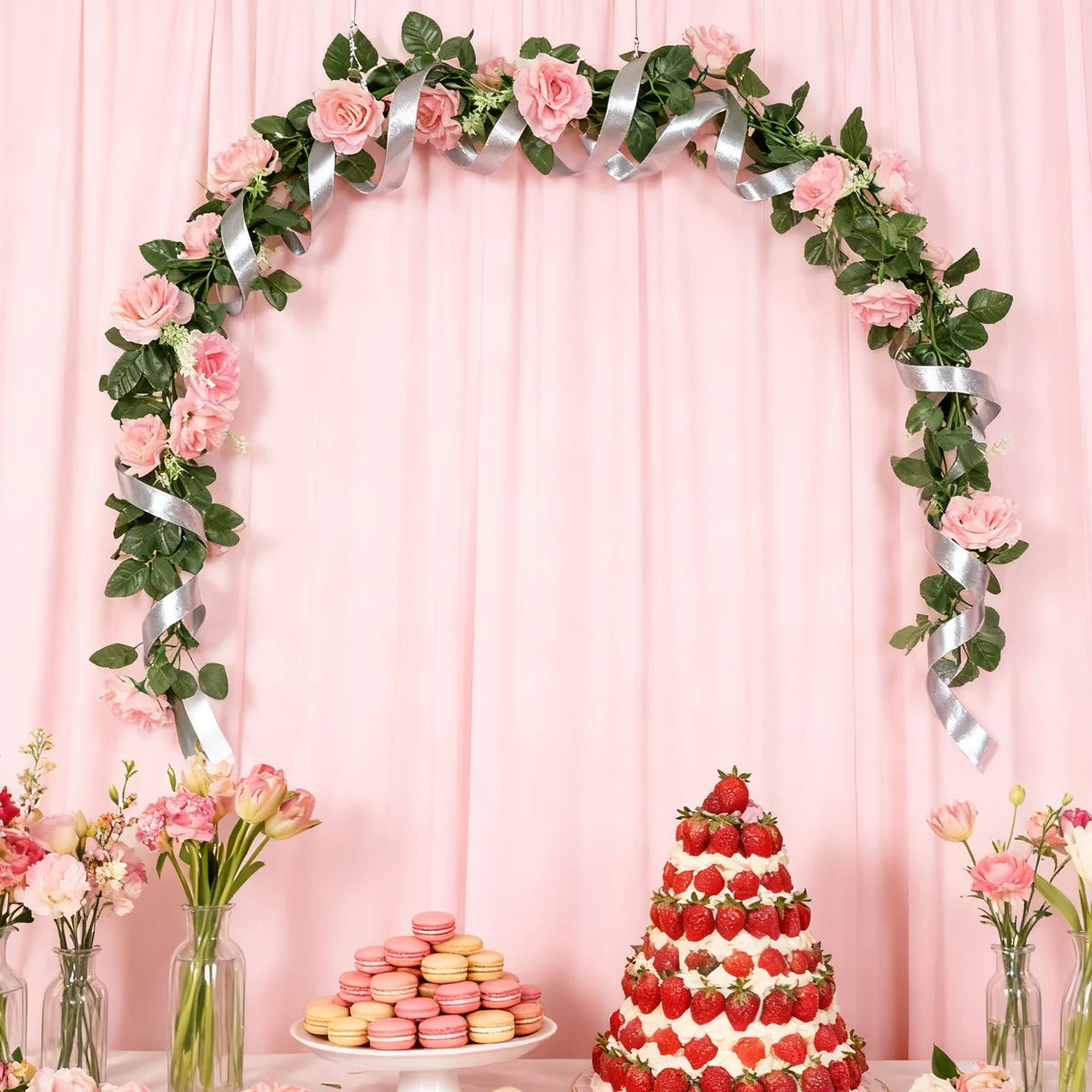 1Pc Silk Rose Artificial Vine Hanging Flower Rattan Plant Leaf Garland Outdoor Wedding Party Office Bridal Home Table Decoration