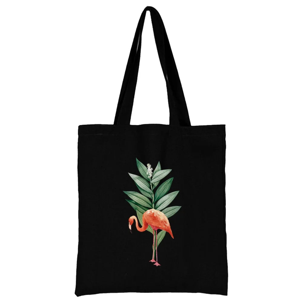 Tejesa Canvas Shopping Bag for Women /Shoulder Bags / Grocery Handbags /flamingo Print  Jute Bag