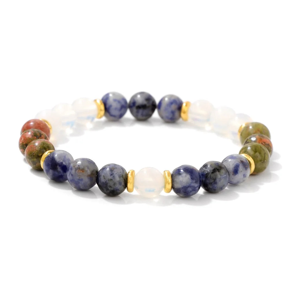 Tejesa Natural Stone Tiger Eye Bracelets For Men Women Lava Black Onyx Labradorite Yoga Elastic Bracelet Good Luck Money Health Jewelry